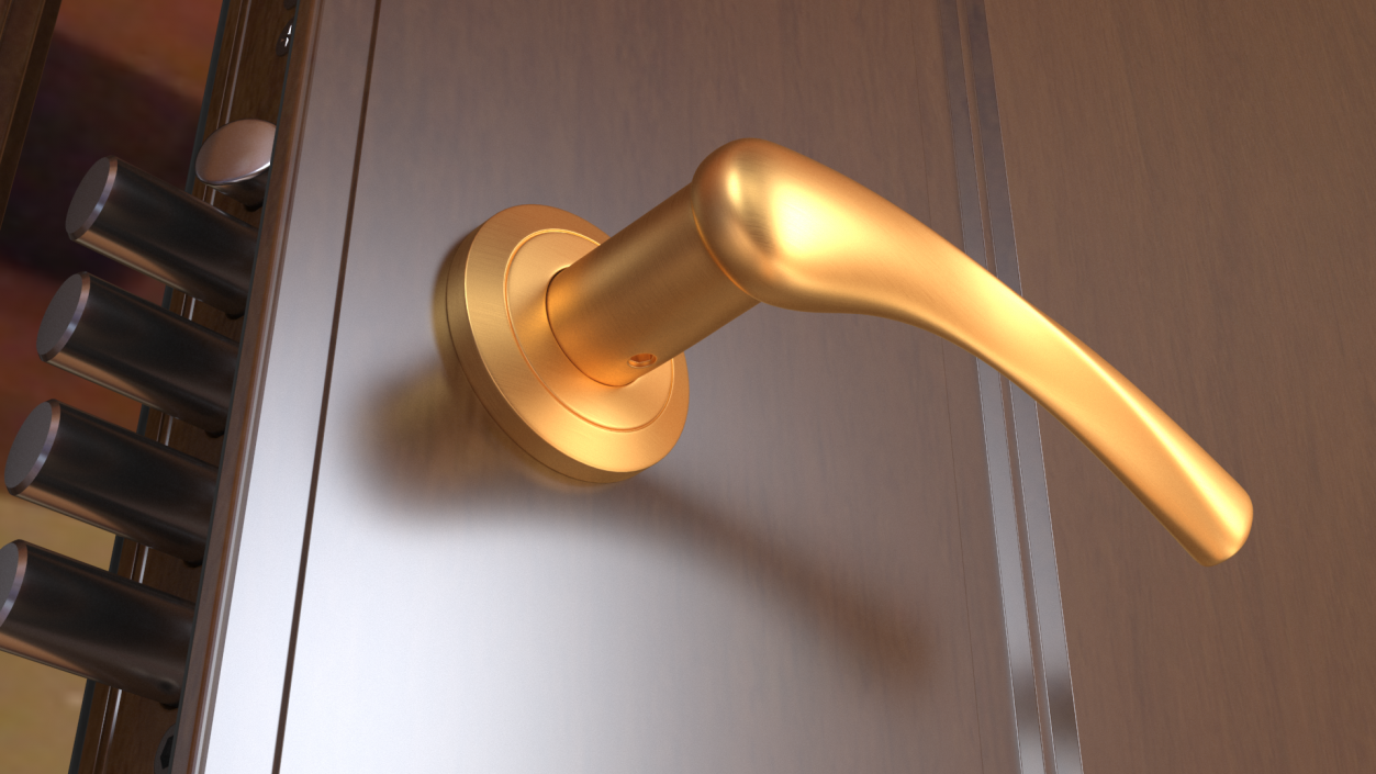 3D Gold Arc Door Handles