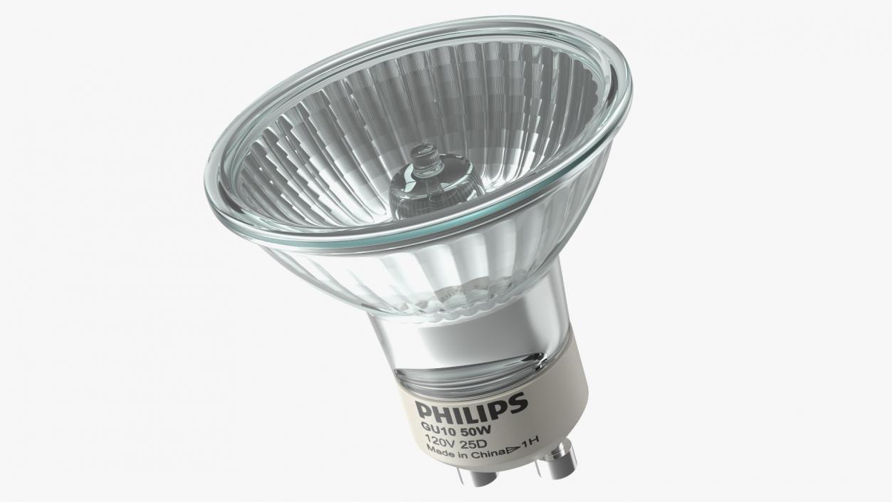 3D model Philips GU10 50W Halogen Light Bulb