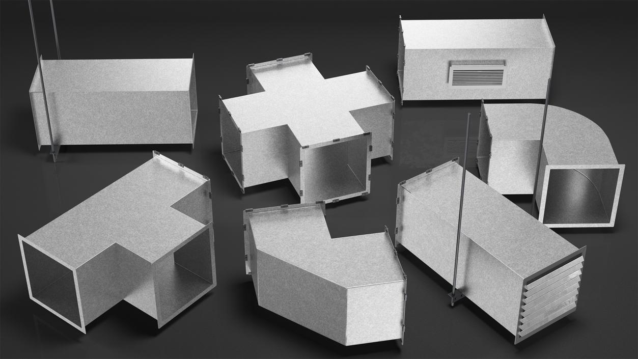 Ventilation Shaft Square System Components 3D