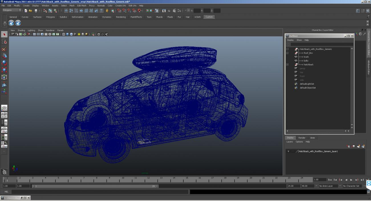 3D model Hatchback with RoofBox Generic
