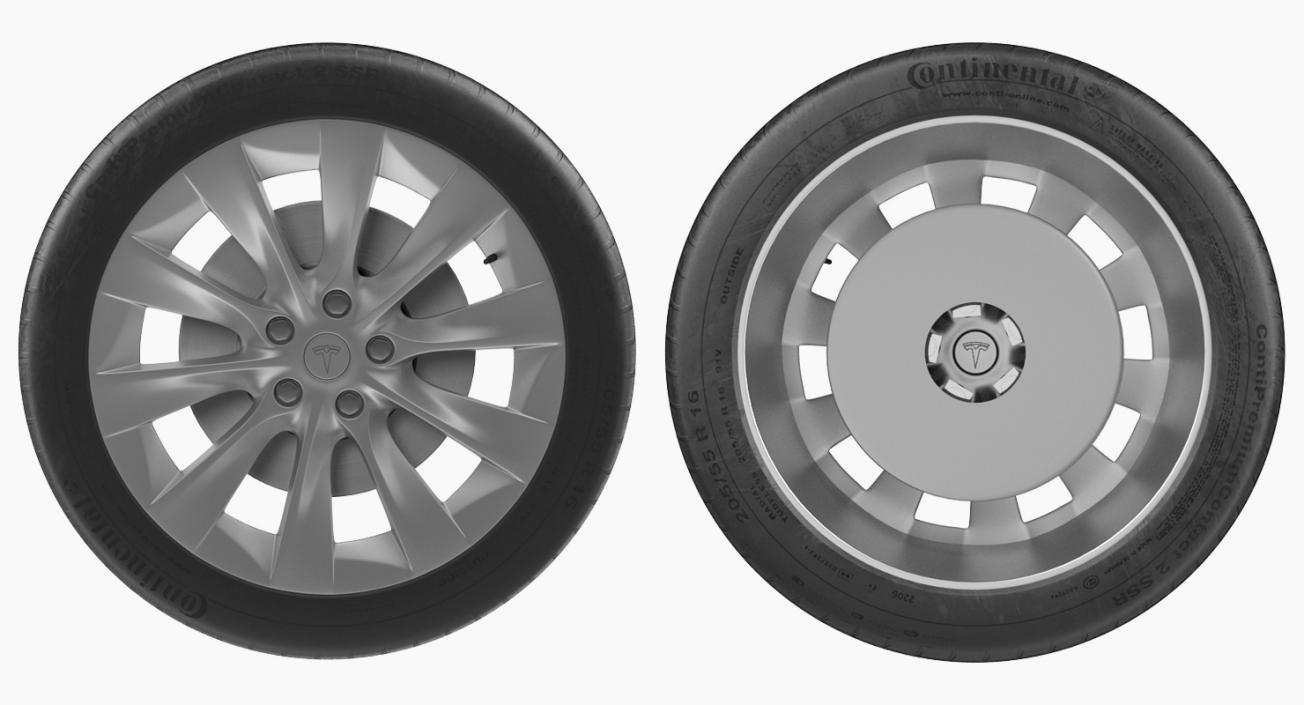 Tesla Silver Slipstream Wheel 3D model