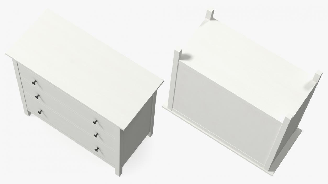 3D Hemnes 3 Drawer Ikea Chest White Stain model