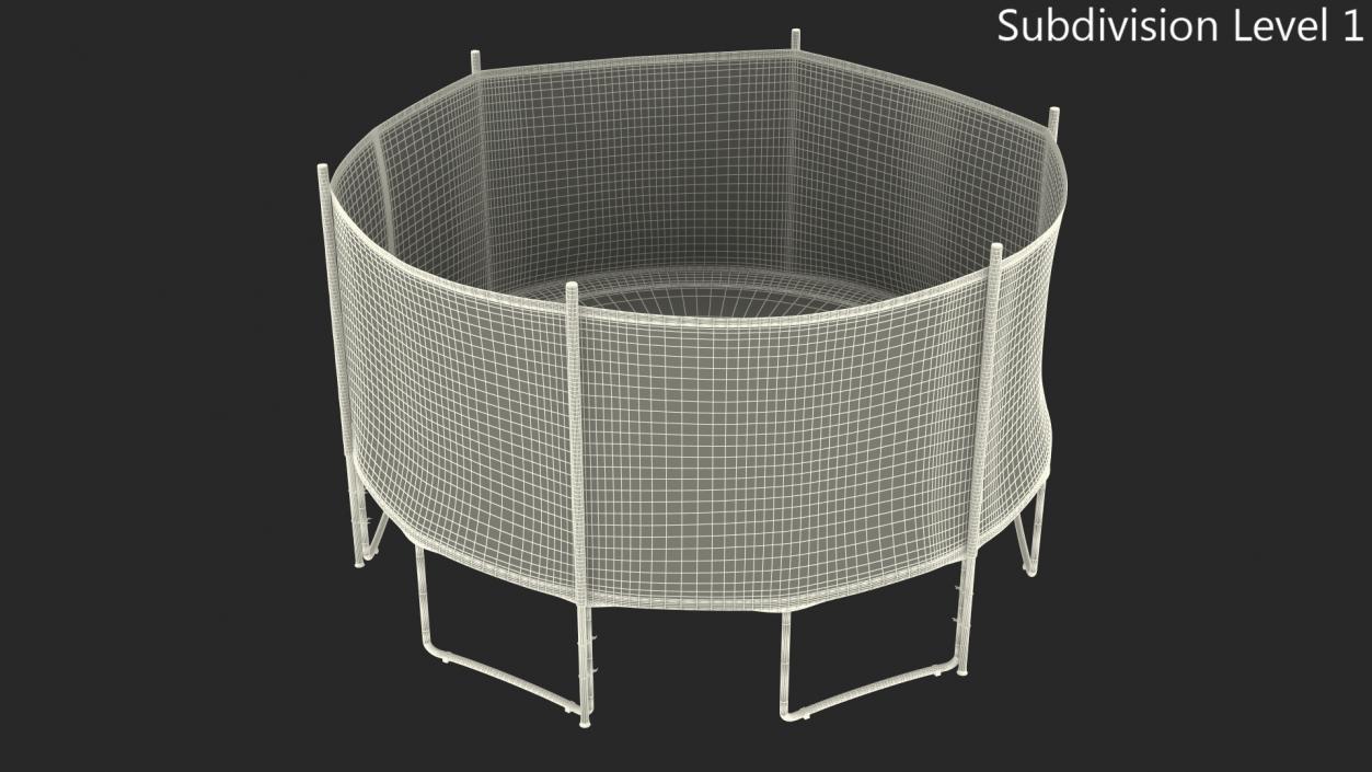 3D Round Trampoline with Safety Enclosure model