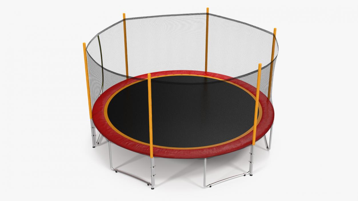 3D Round Trampoline with Safety Enclosure model