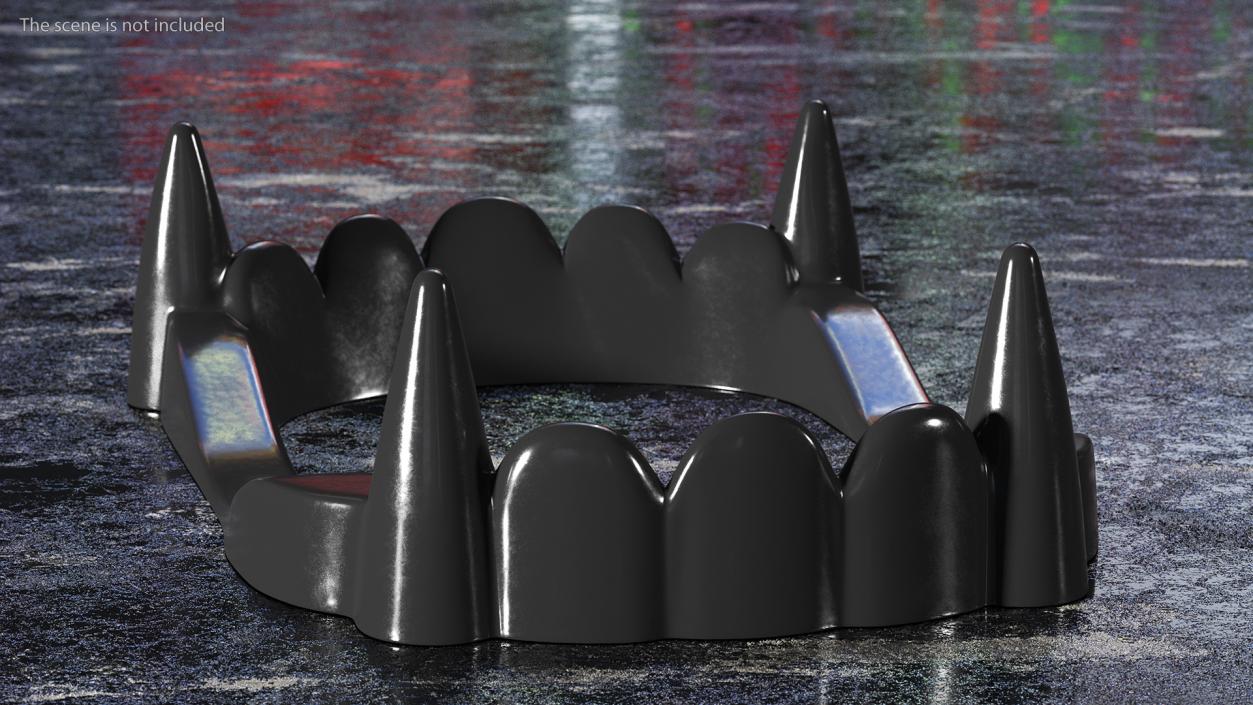 Plastic Vampire Teeth Black Rigged 3D model