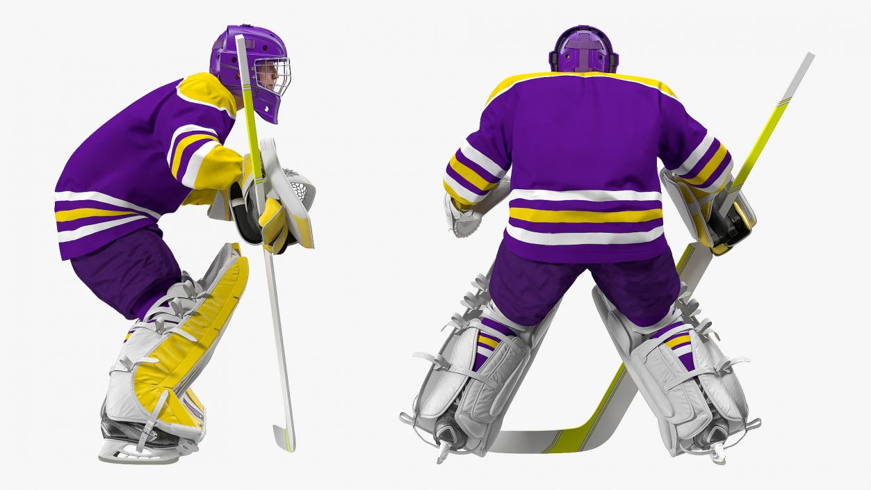 Hockey Goalkeeper Fully Equipped Attention Pose 3D