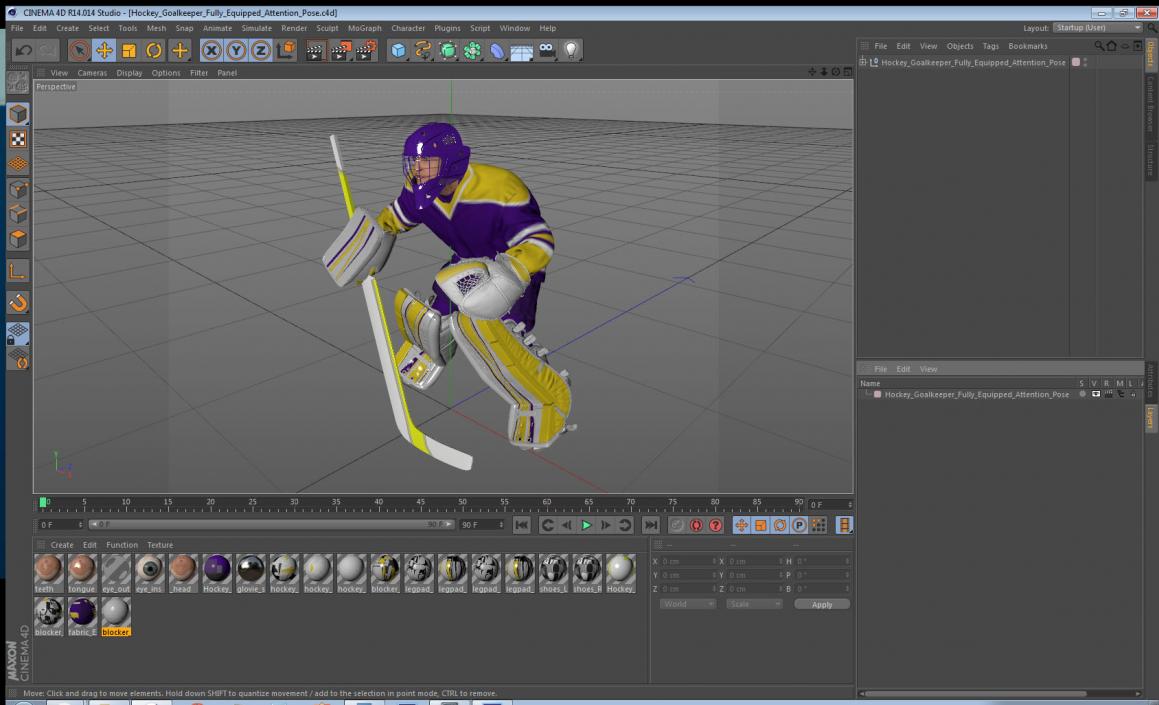 Hockey Goalkeeper Fully Equipped Attention Pose 3D