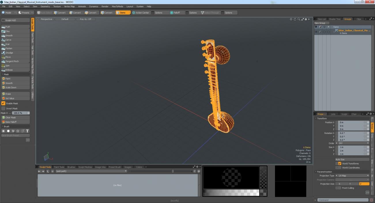 3D Sitar Indian Classical Musical Instrument