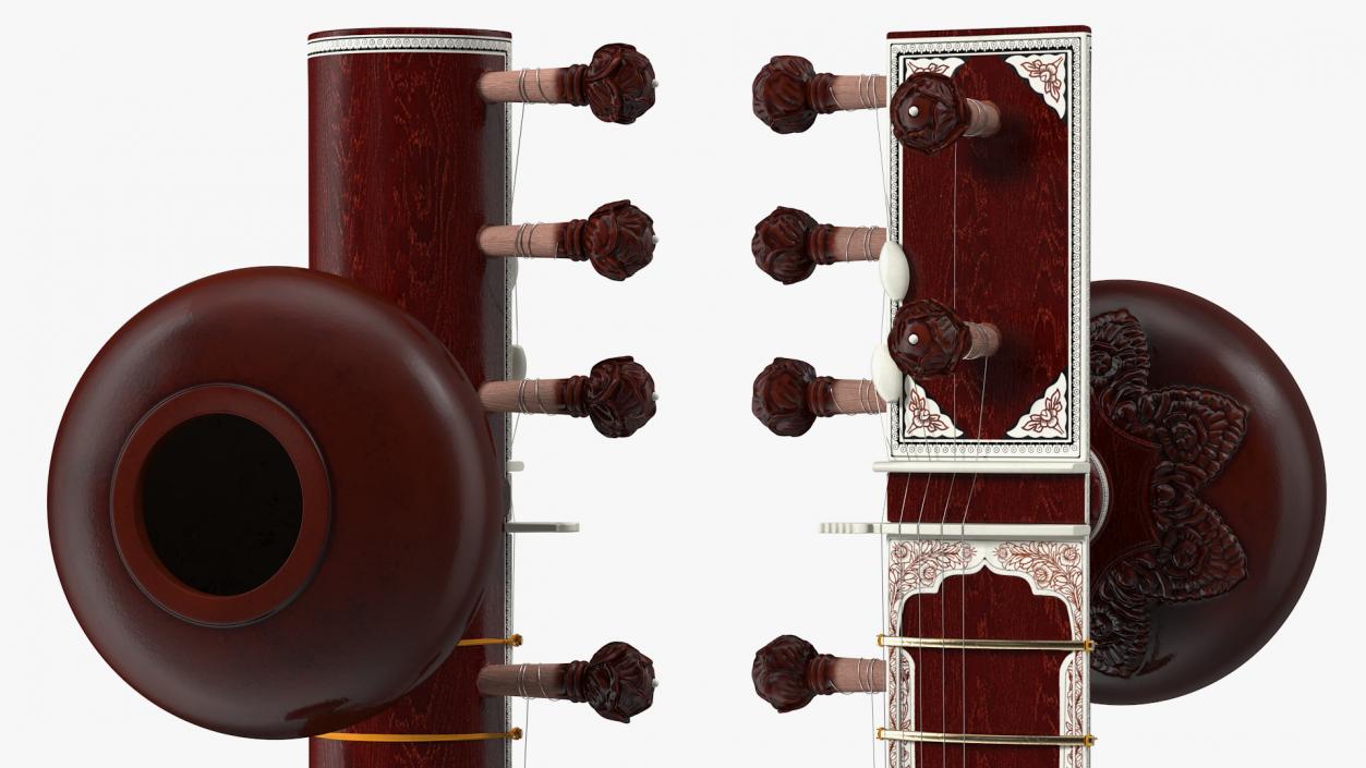 3D Sitar Indian Classical Musical Instrument