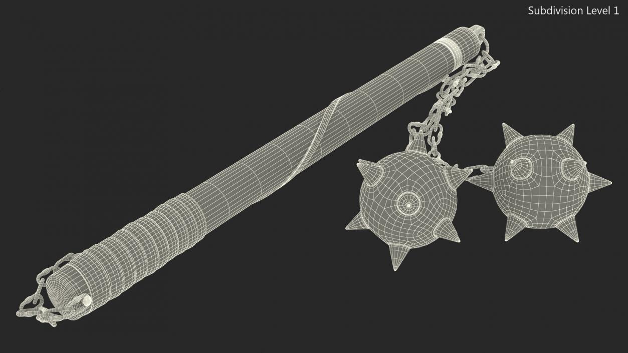 3D Double Ball Medieval Flail
