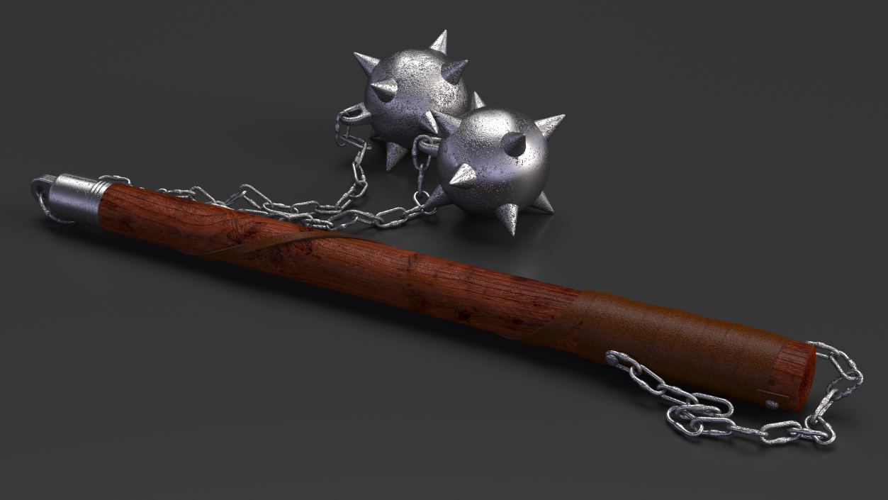 3D Double Ball Medieval Flail