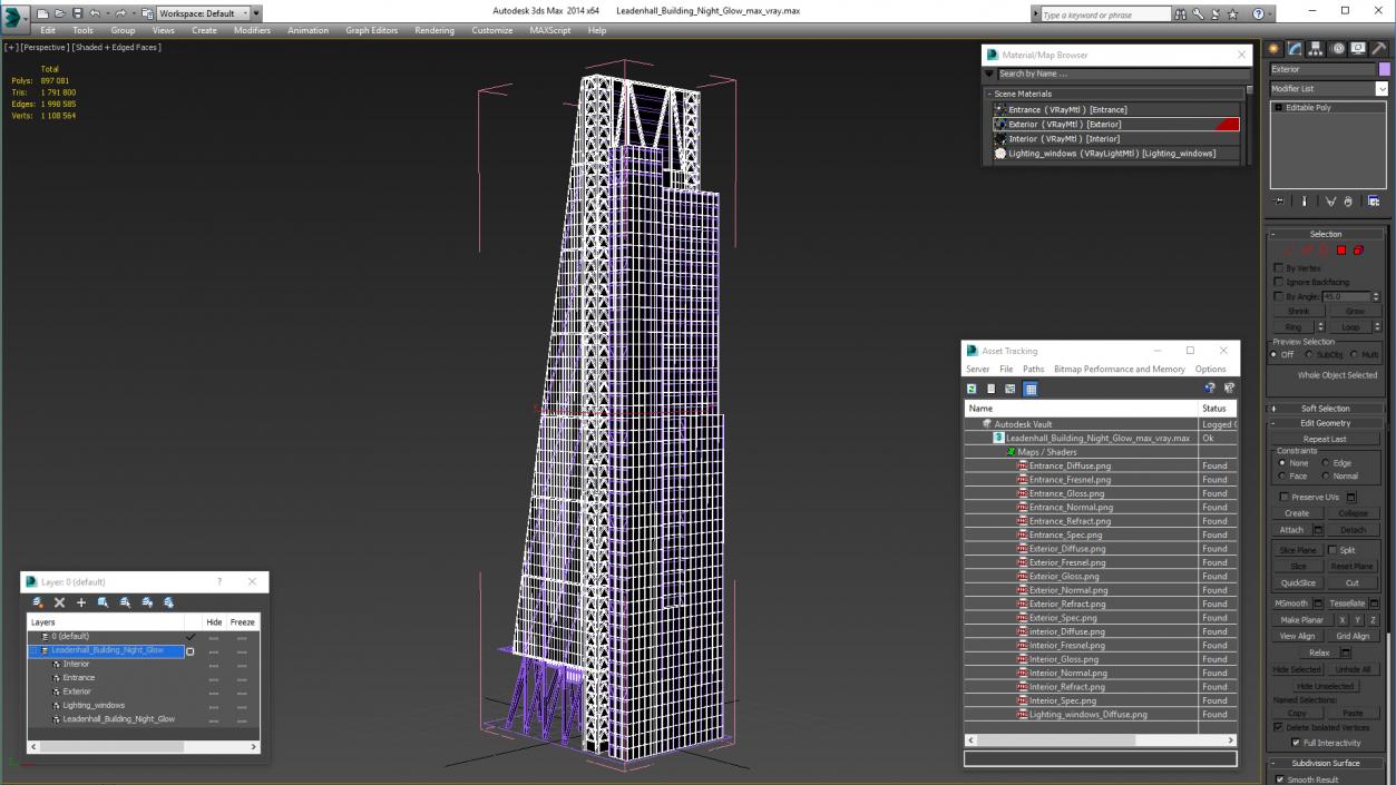 3D model Leadenhall Building Night Glow