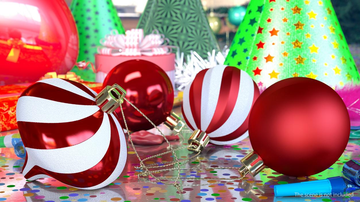 3D Assorted Christmas Ball Ornaments Pack model