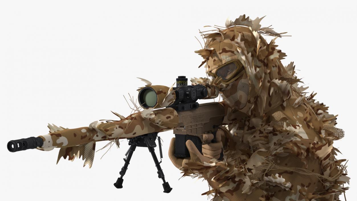 3D model Sniper Shooting in Sitting Position