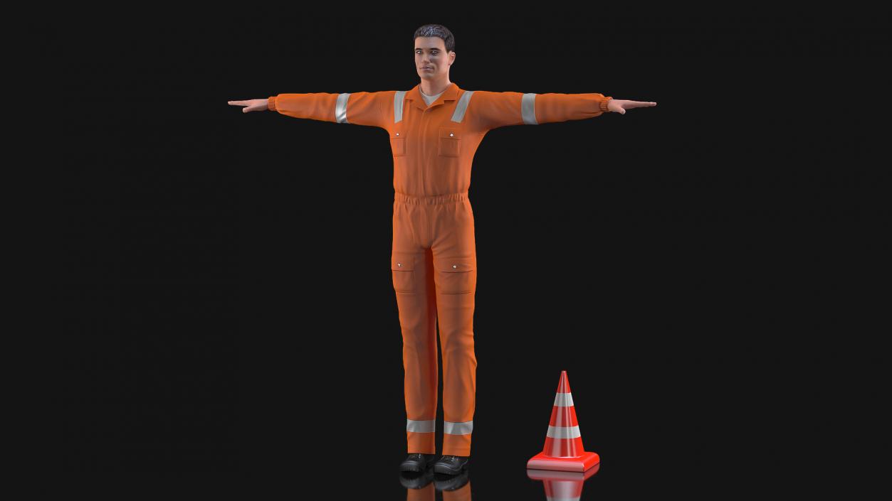 3D Road Worker T-Pose model