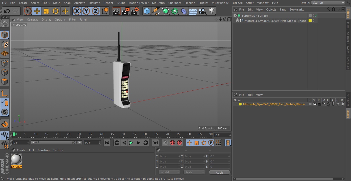 3D Motorola DynaTAC 8000X First Mobile Phone