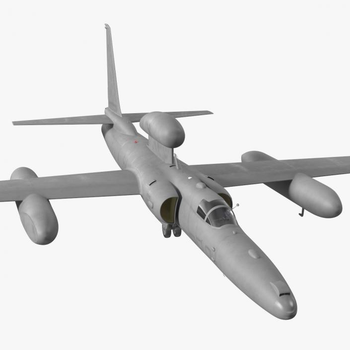 3D model Grey Reconnaissance Aircraft Simple Interior Rigged for Cinema 4D