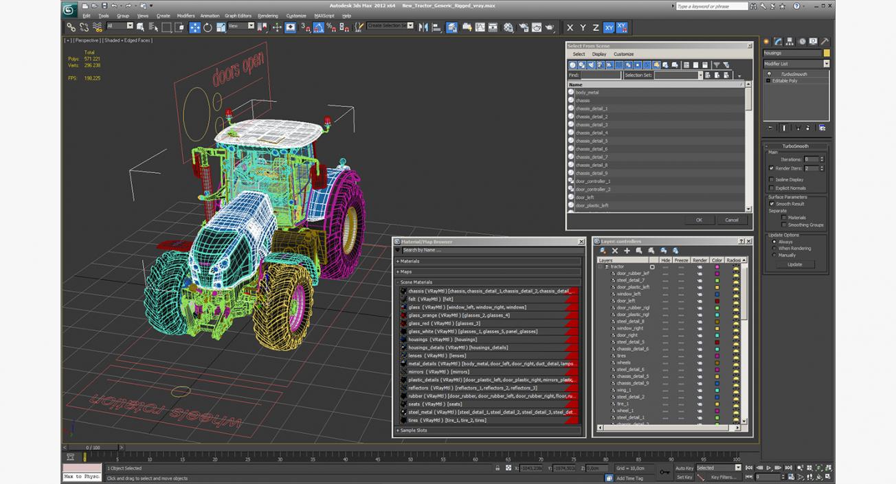 3D model New Tractor Generic Rigged for Cinema 4D