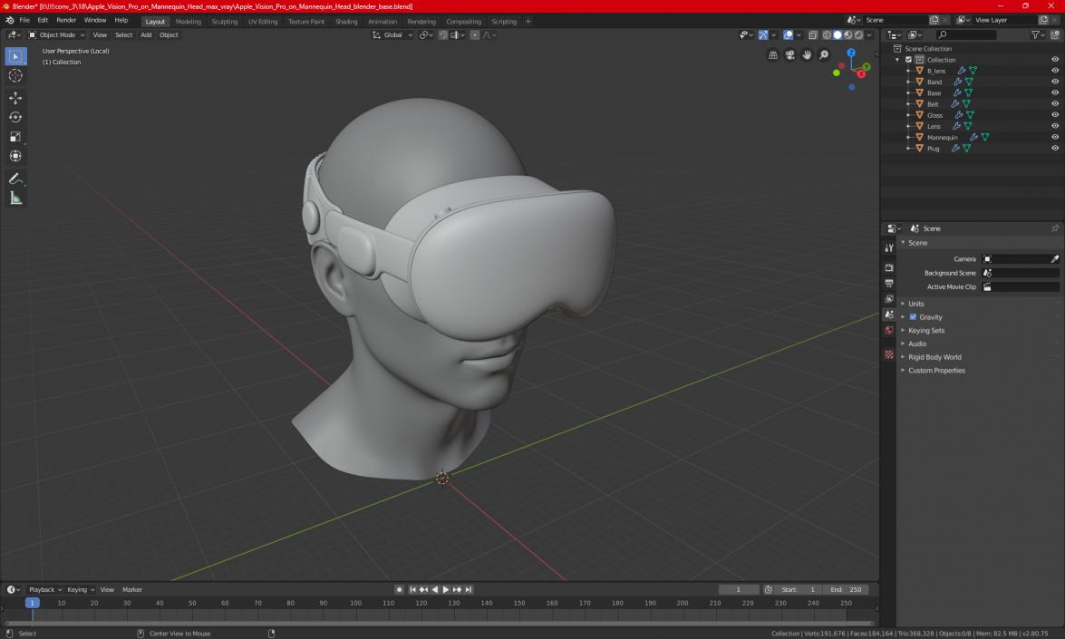 3D model Shared Reality Headset on Mannequin Head