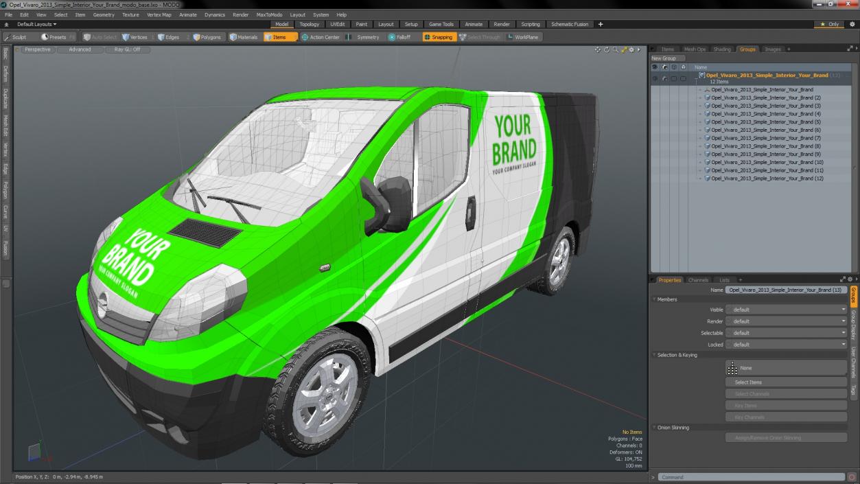 3D Opel Vivaro 2013 Simple Interior Your Brand model