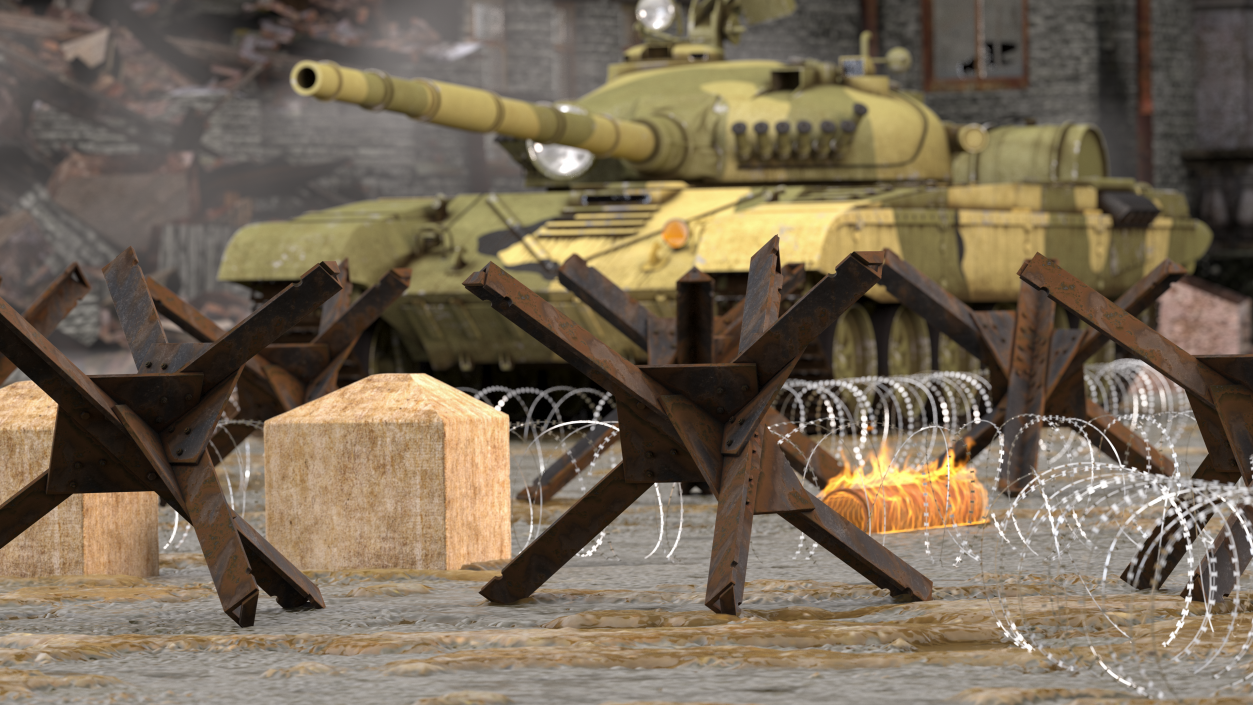 3D Hedgehog Anti Tank Obstacle Rusty model