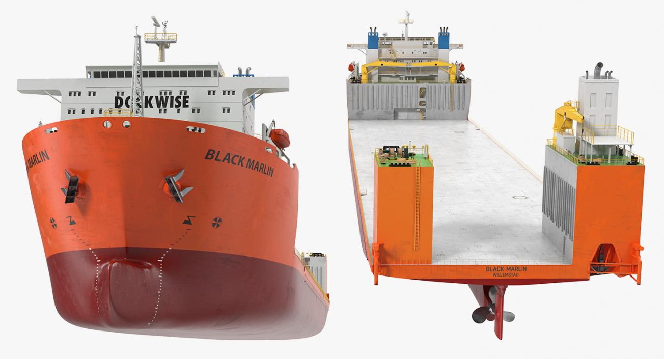 Black Marlin Heavy Lift Vessel Rigged 3D