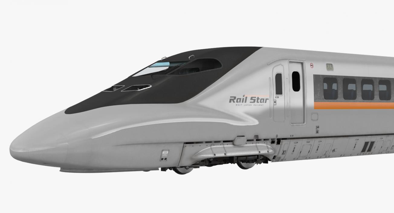 3D model Bullet Train Locomotive Rail Star Rigged
