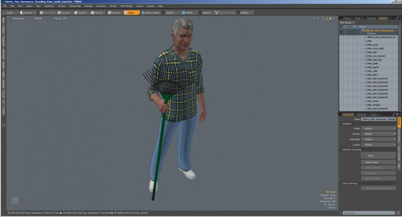 Elderly Man Homewear Standing Pose 3D model