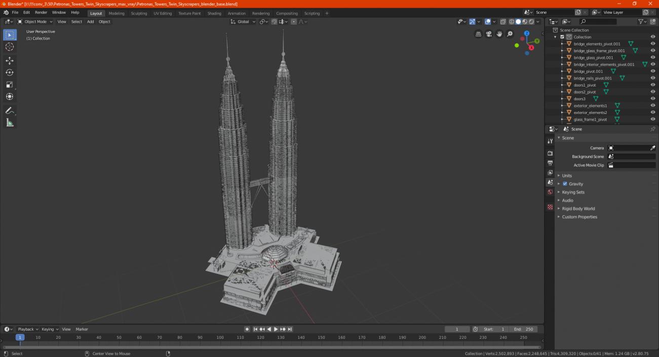 Petronas Towers Twin Skyscrapers 3D