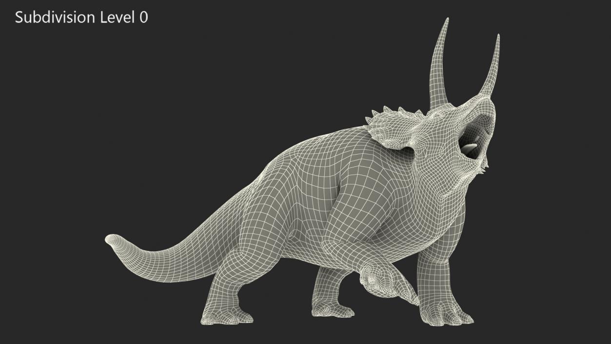 3D Triceratops Skeleton Fossil with Transparent Skin Rigged