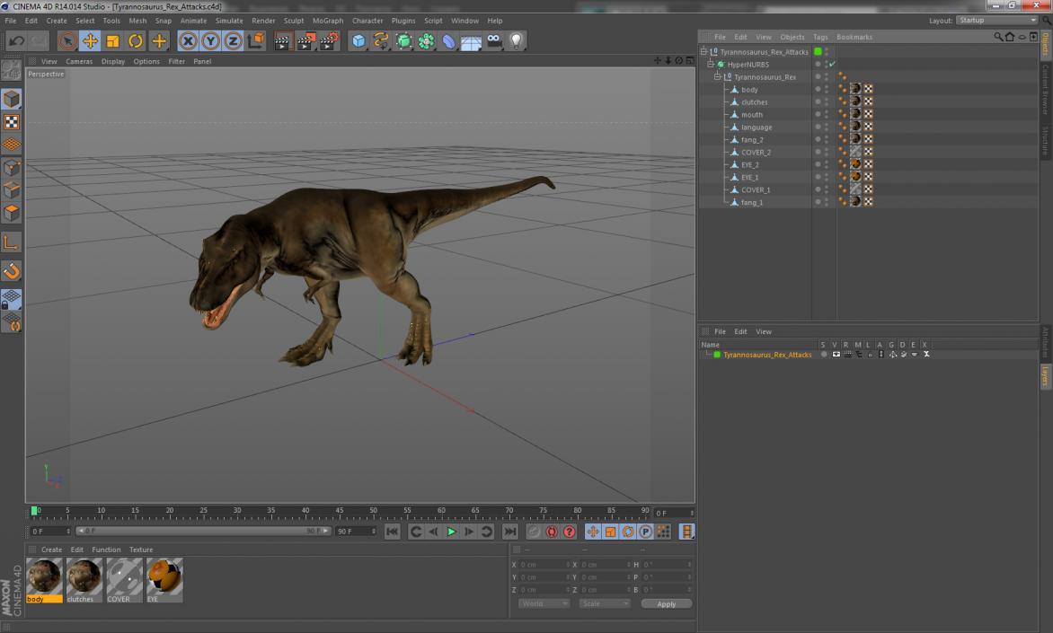 3D model Tyrannosaurus Rex Attacks