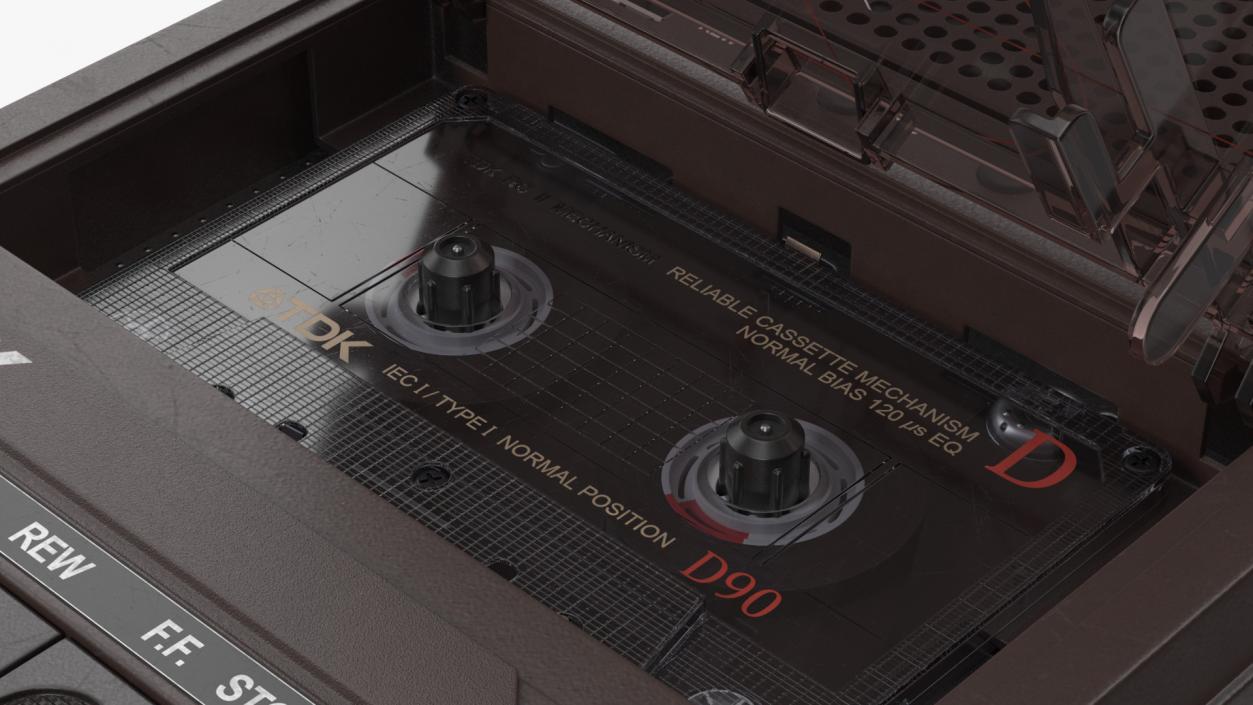 QFX RETRO 39 Shoebox Brown with TDK Cassette Tape 3D model
