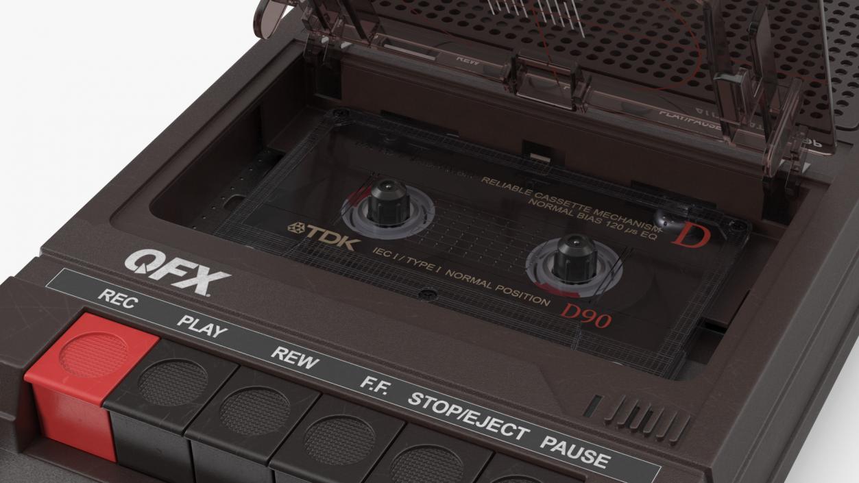 QFX RETRO 39 Shoebox Brown with TDK Cassette Tape 3D model