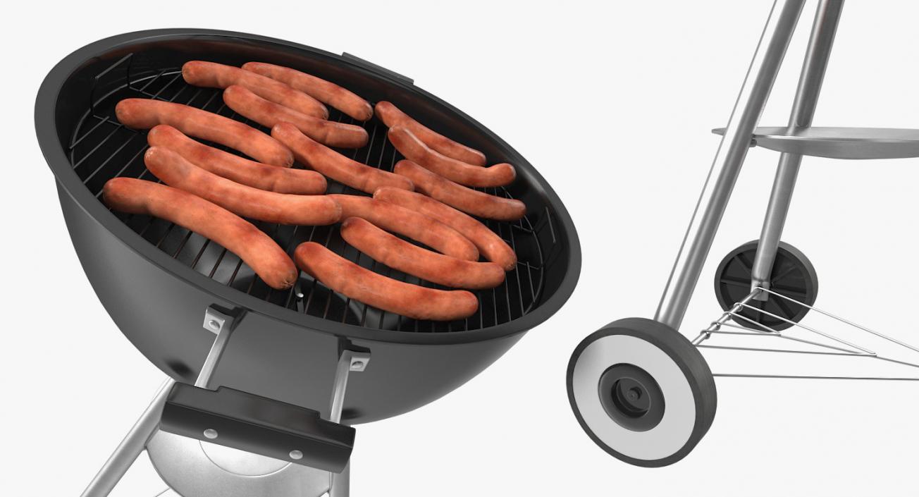 3D Grilling Sausages on Grill