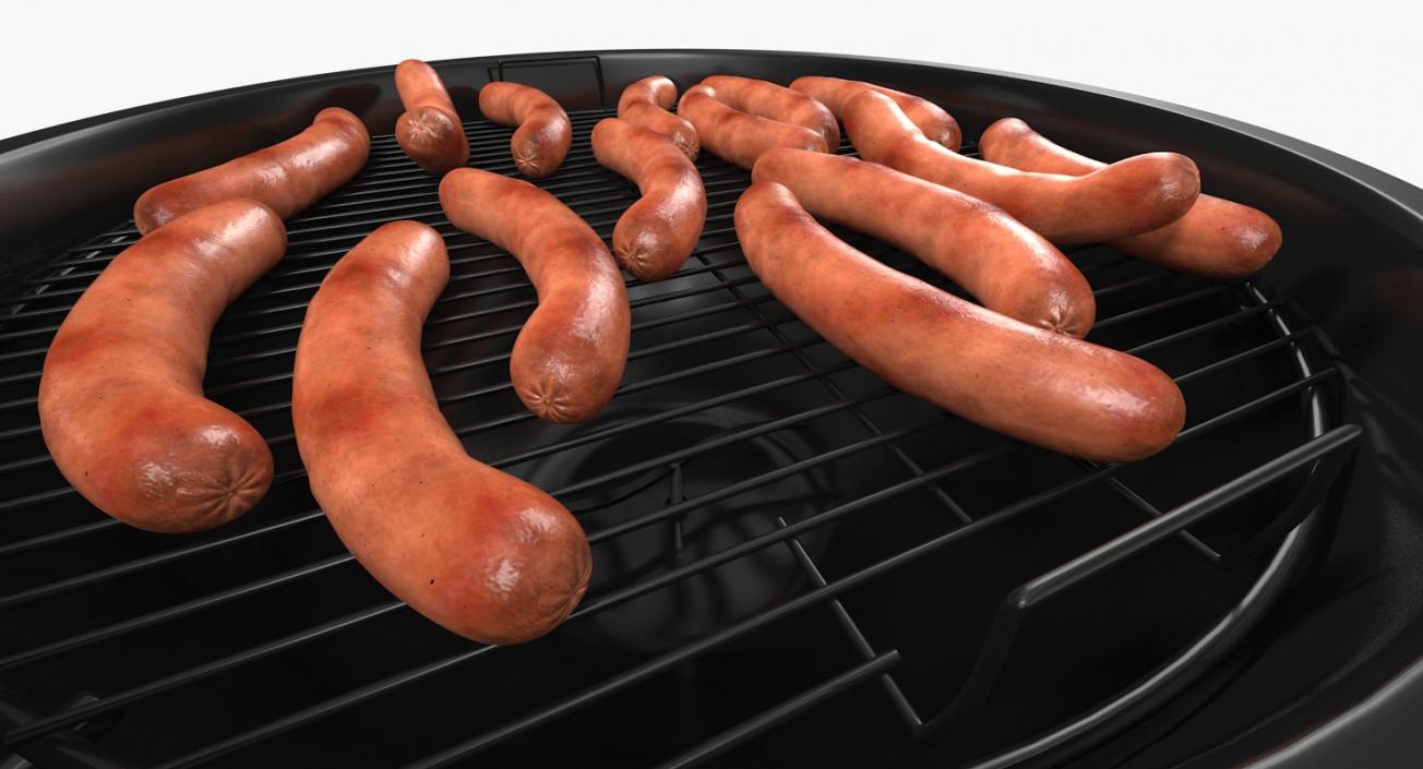 3D Grilling Sausages on Grill