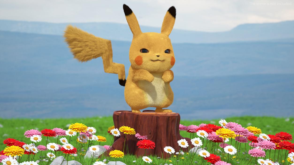 3D Anime Character Pikachu Angry Fur model