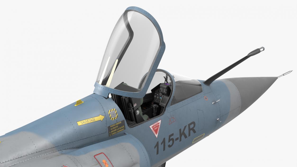 3D model French Air Force Mirage 2000C with Armament Rigged