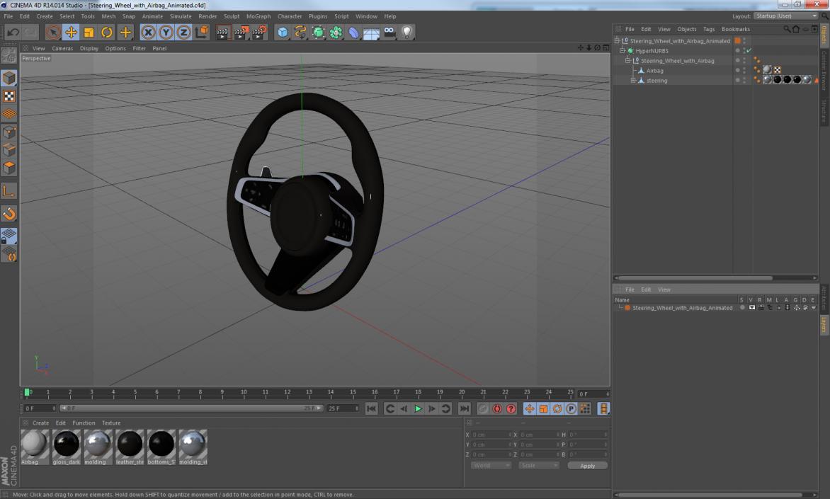 3D model Steering Wheel with Airbag Animated