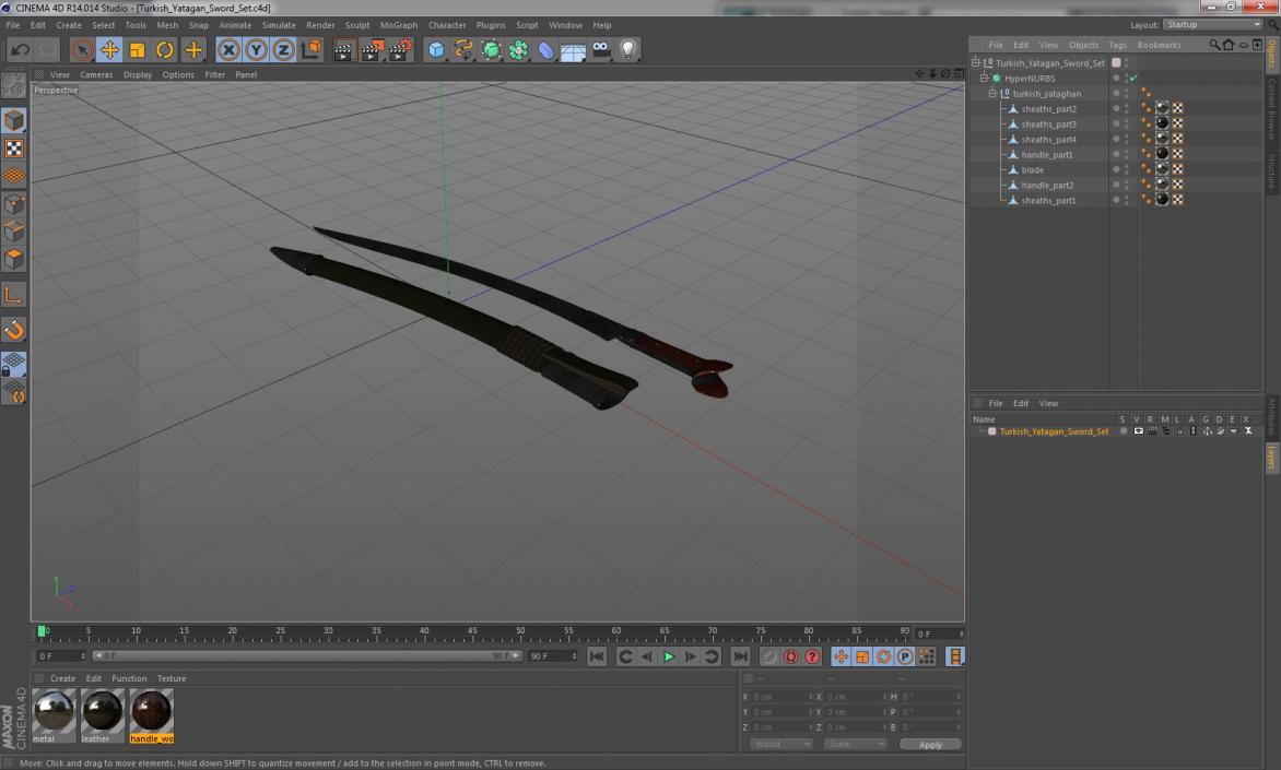 3D Turkish Yatagan Sword with Sheath model