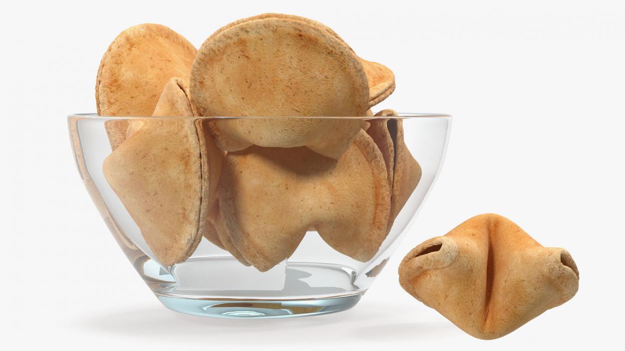 3D Fortune Cookies in Bowl model