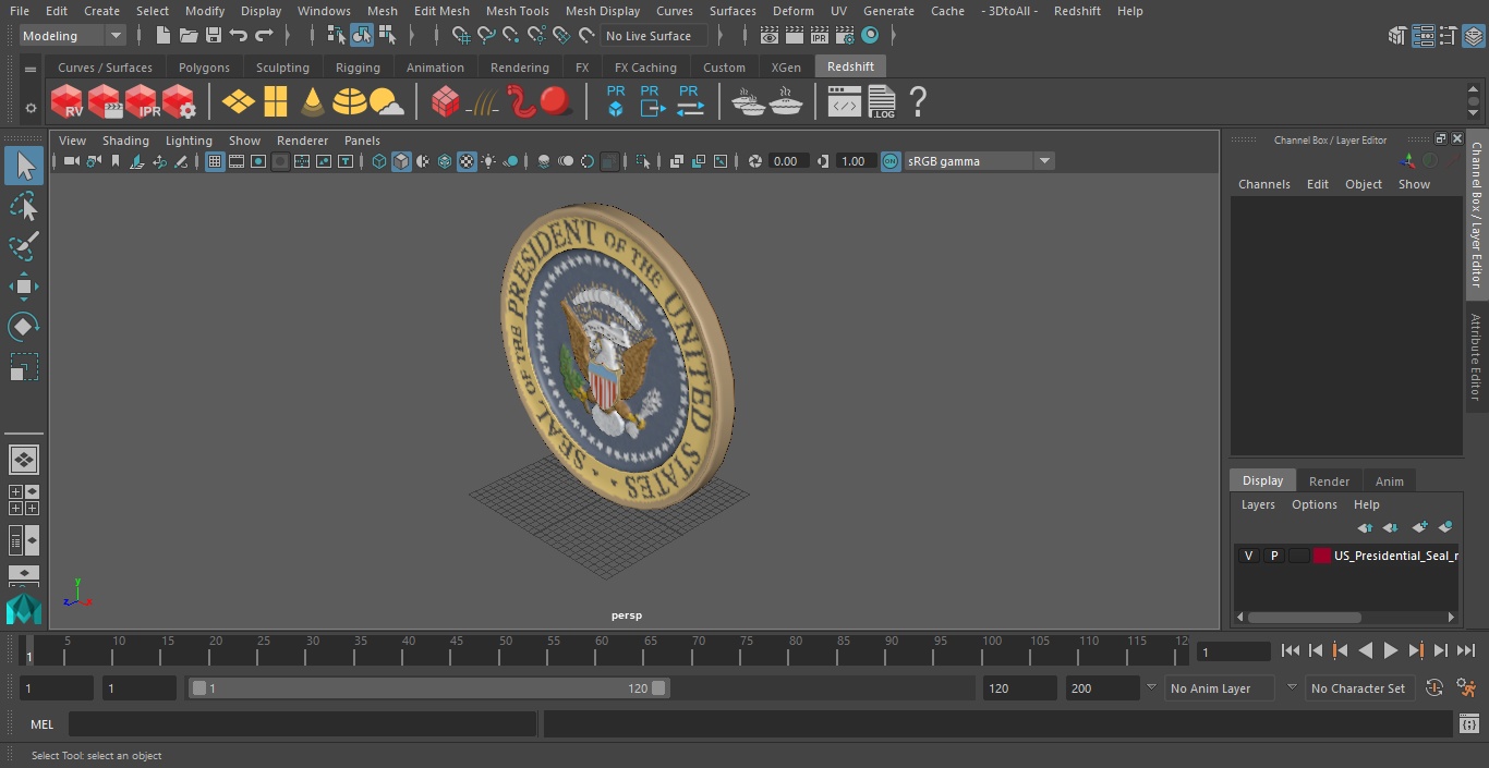 3D model US Presidential Seal