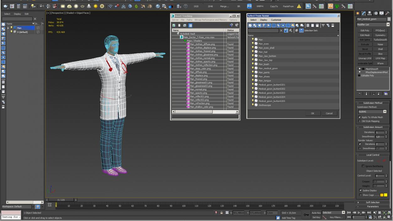 3D Male Doctor T-Pose model
