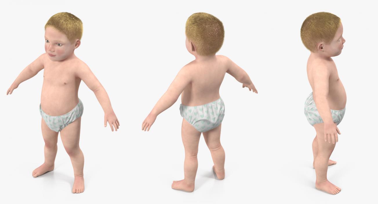 3D Small Baby Boy with Fur model