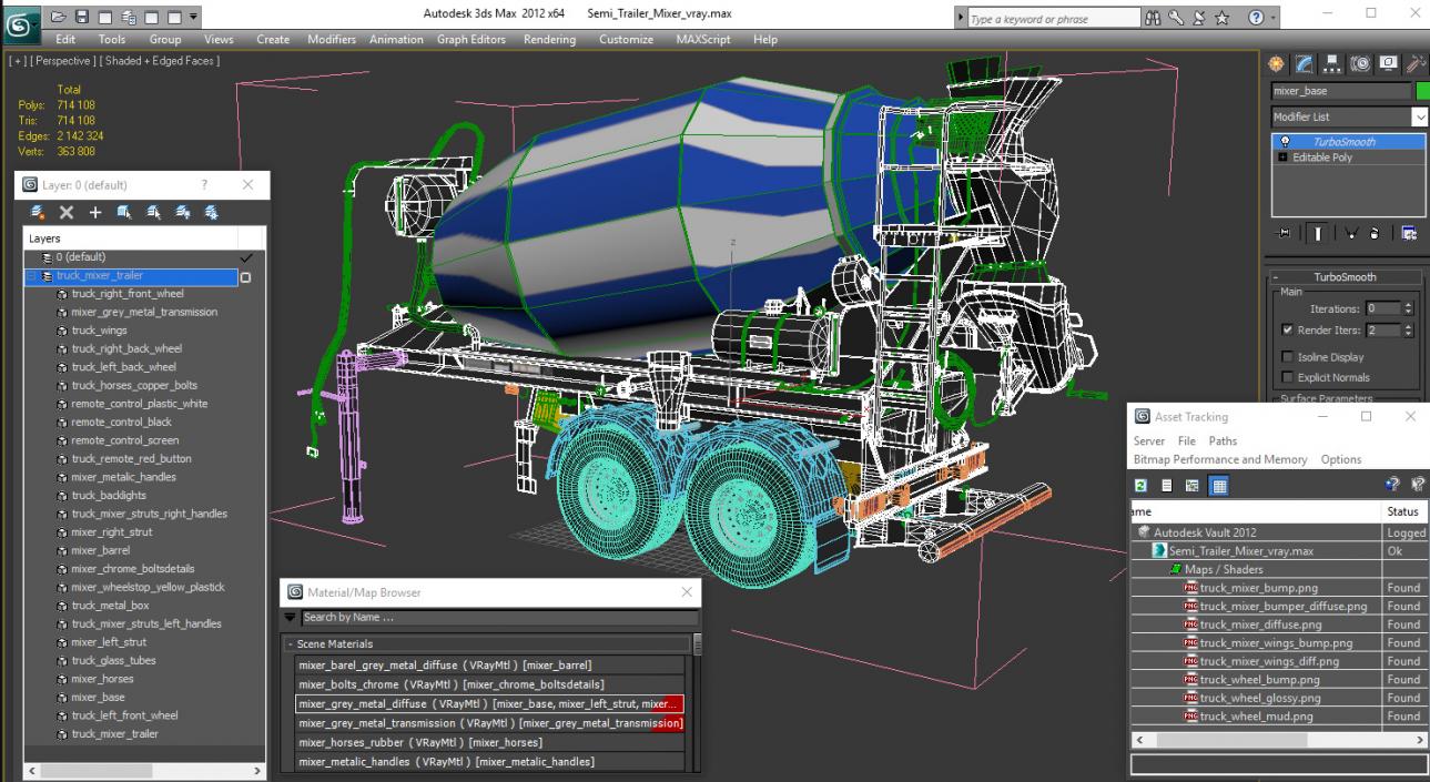 3D Semi Trailer Mixer model