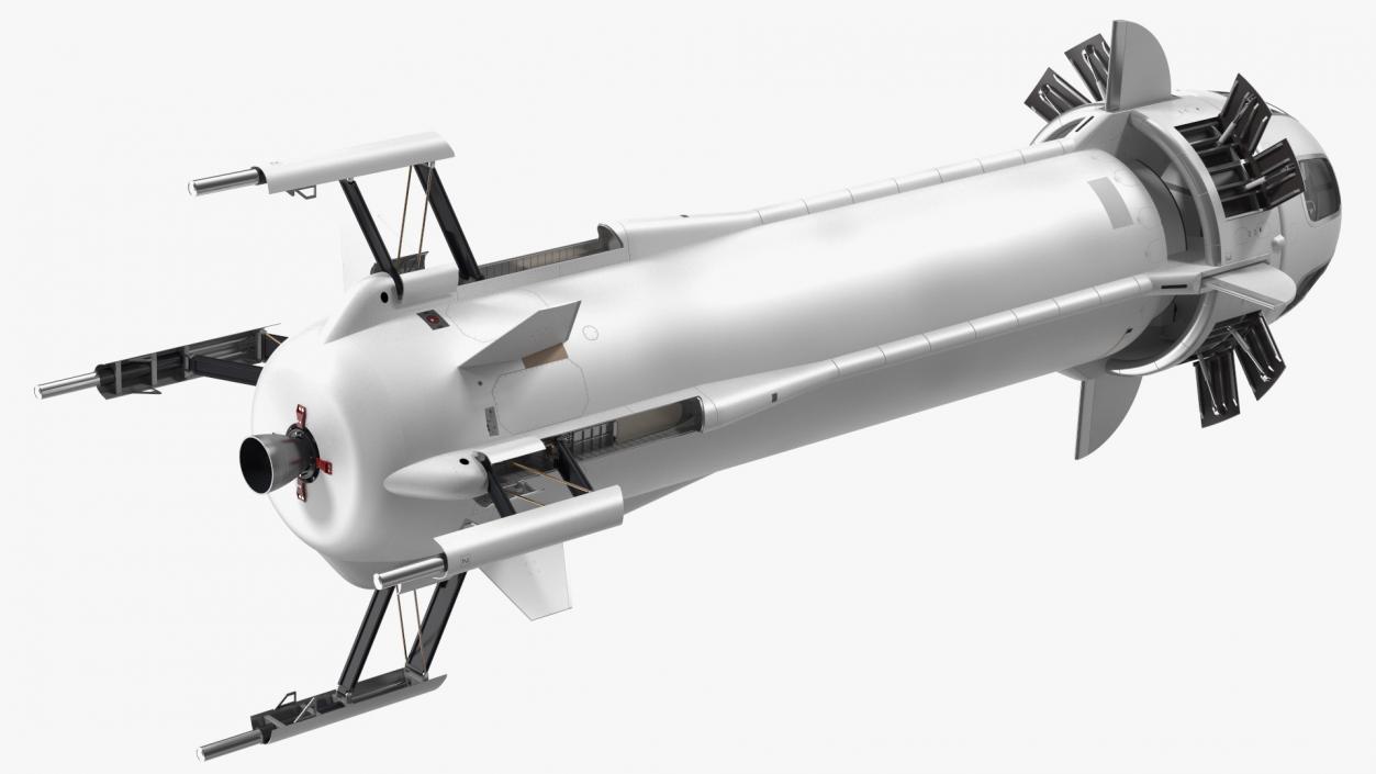 3D Suborbital Launch Vehicle Rocket Booster with Crew Capsule model
