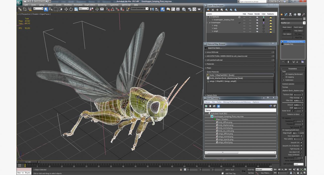 Grasshopper Jumping Pose 3D model