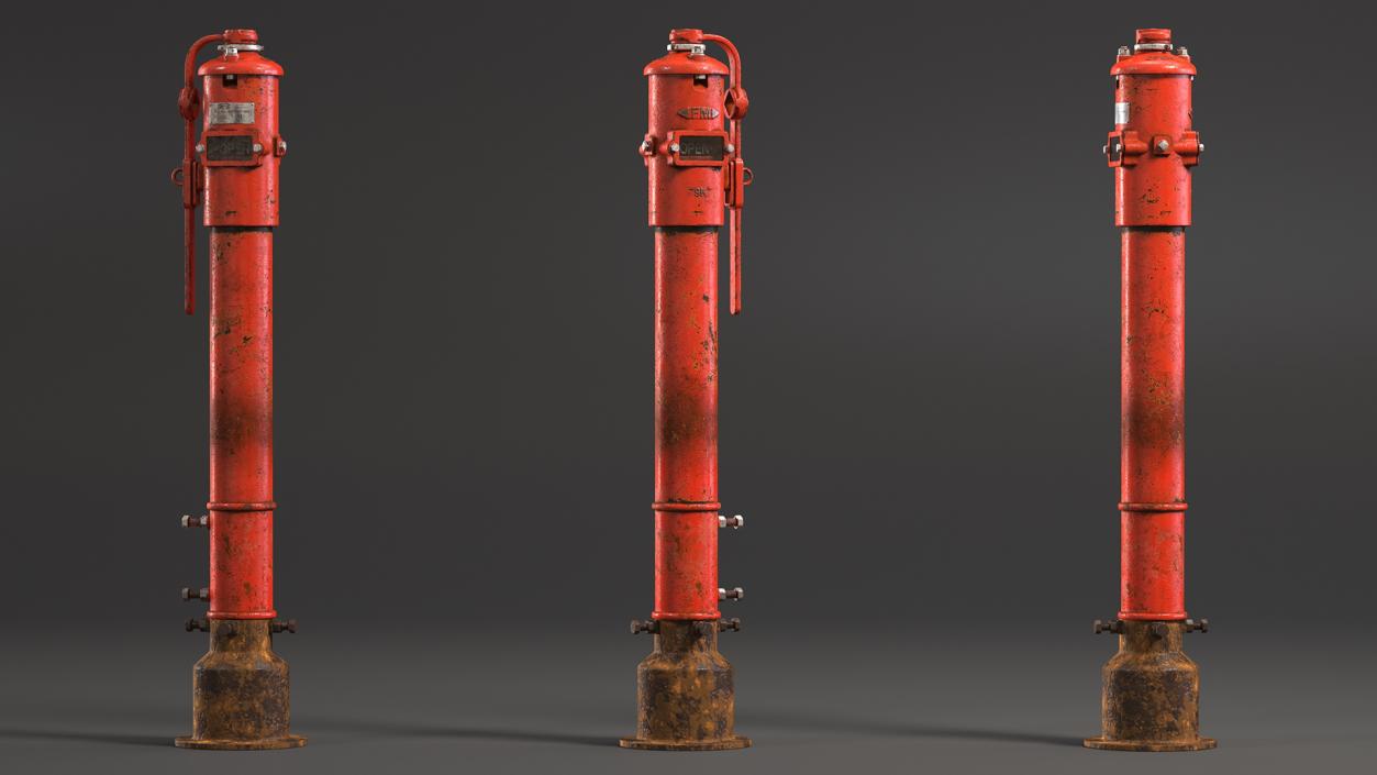 3D Old Fire Protection Underground Indicator Post
