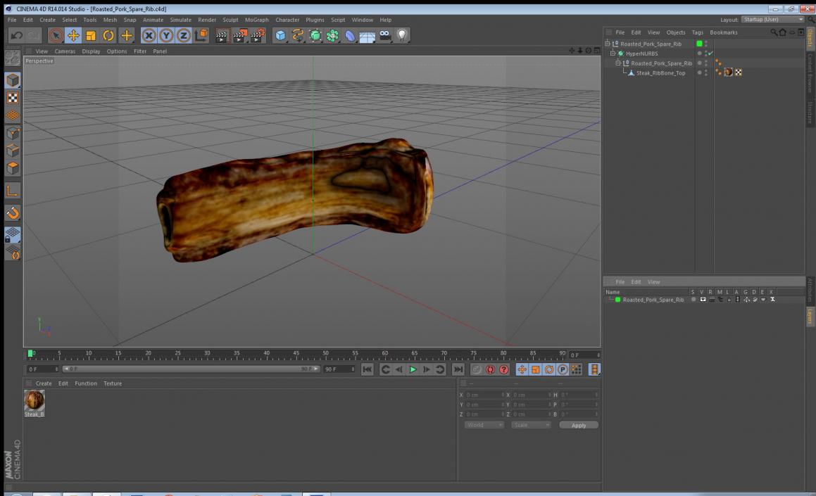 Roasted Pork Spare Rib 3D