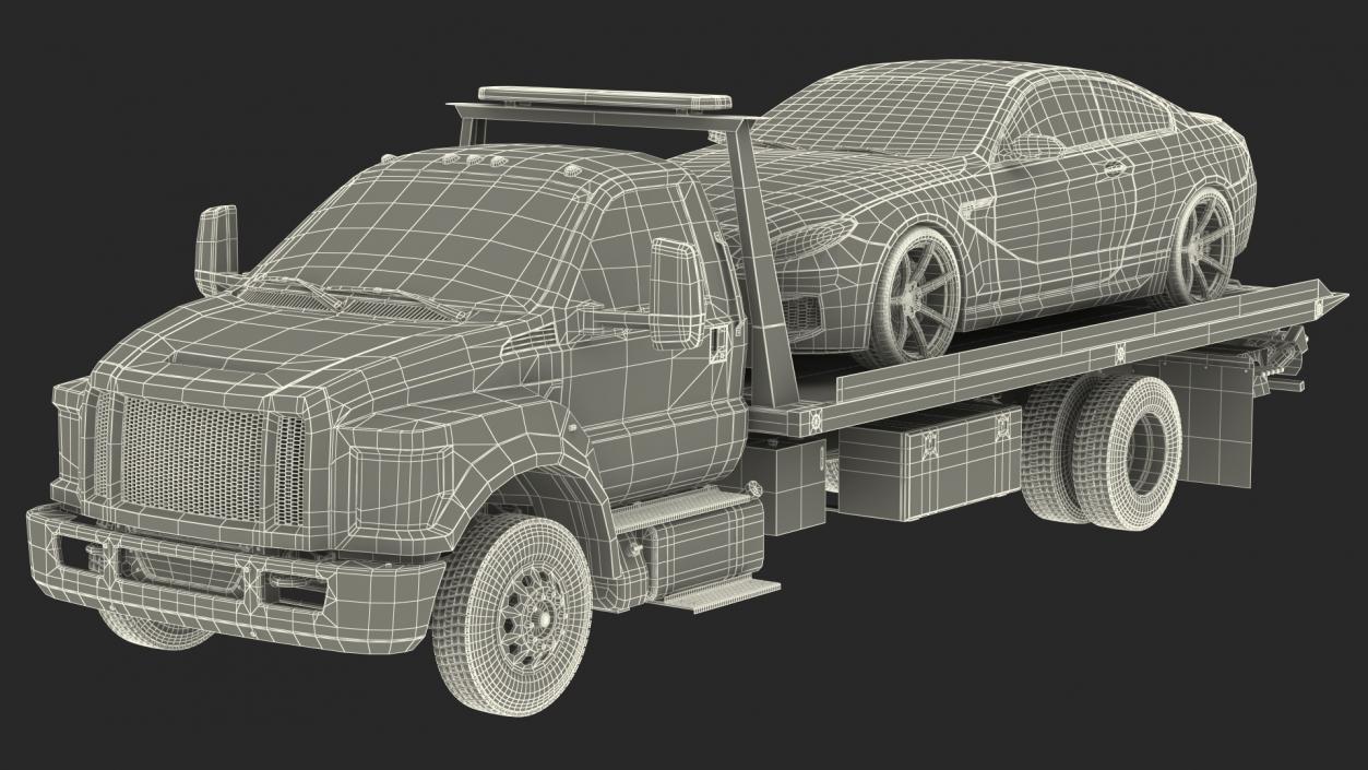 3D Tow Truck with Evacuated Car model