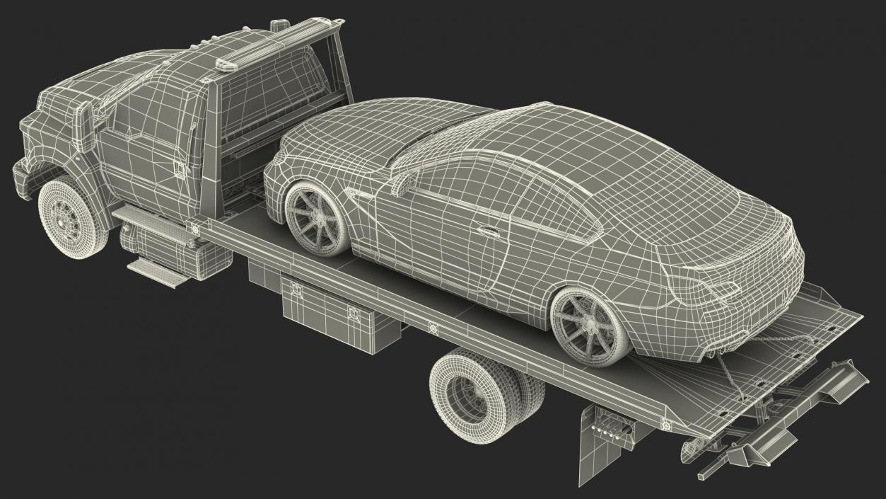 3D Tow Truck with Evacuated Car model